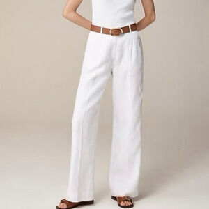 J.Crew Women's Wide Leg Essential Linen Pant White Size 6 NWT